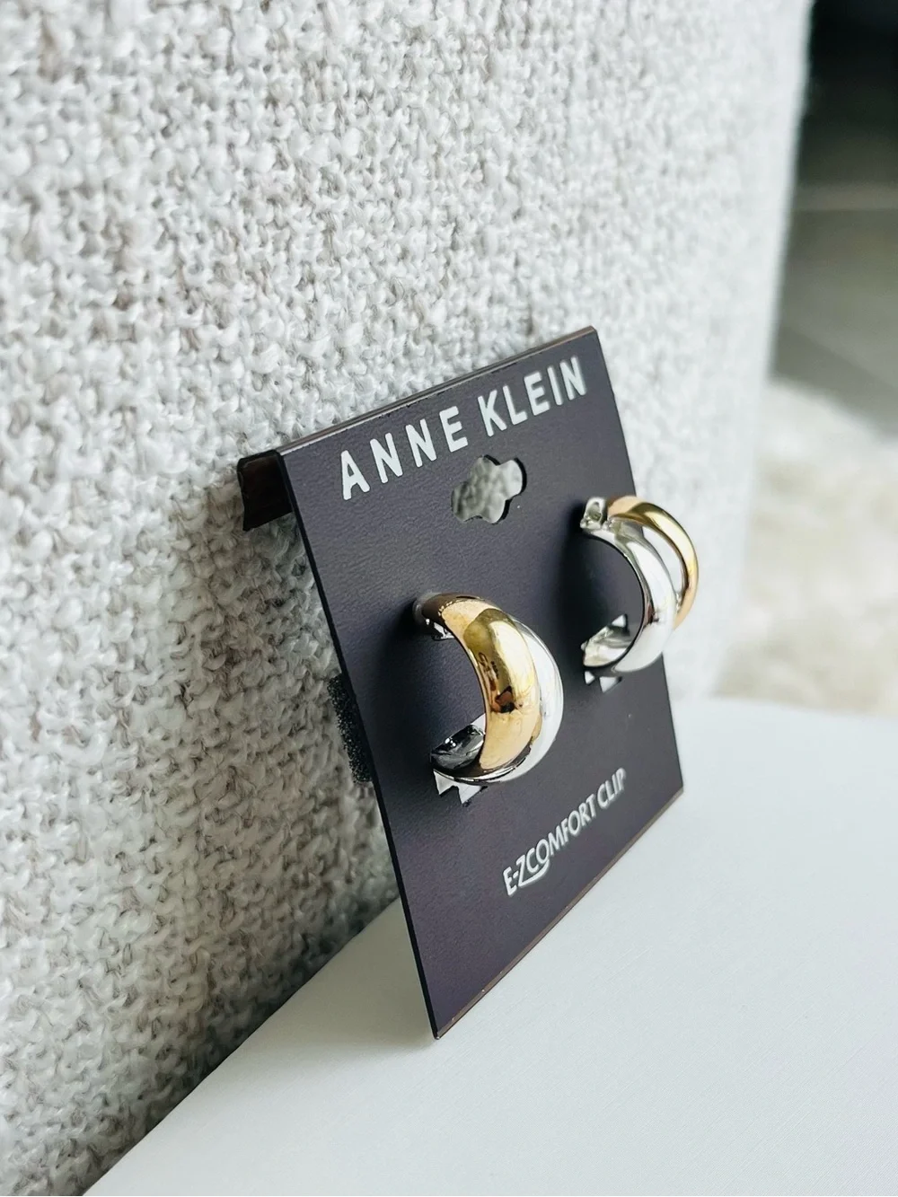 Anne Klein Two-Tone Two-Row Button Clip Earrings